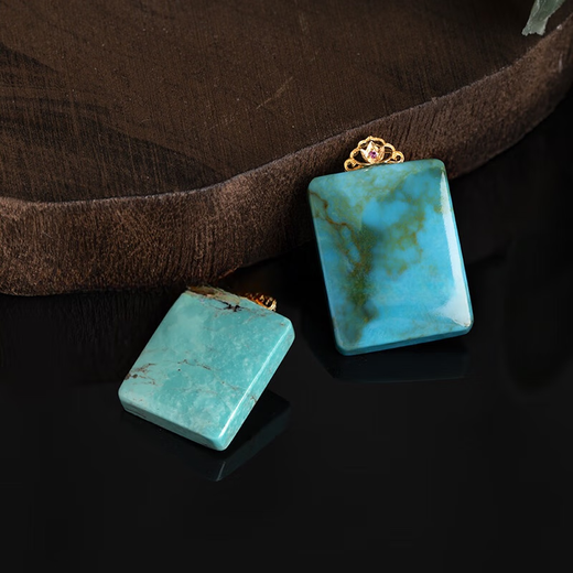 Chihuan 18K Gold Turquoise Pendant with Certificate Gift Box Diversity Gift for Girlfriend on Valentine's Day 18K Gold Turquoise Pendant