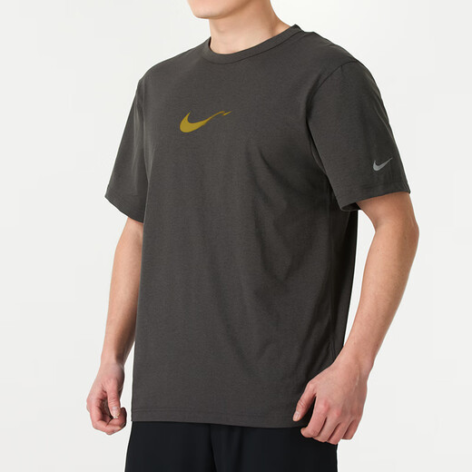 耐克（NIKE）男装短袖2025夏季新款运动健身服Dri-FIT快干透气跑步训练圆领T恤 热售/HV4882-299/金色logo 3XL (190/104A)