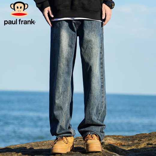 大嘴猴（paul frank）牛仔裤男士秋冬季美式裤子男裤宽松阔腿休闲裤男 复古蓝色 2XL