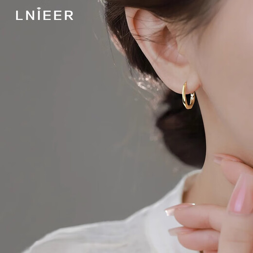 Lnieer999 Pure Silver Earrings Women's Earrings Möbius Ear Buckle Hoop Ear Jewelry Temperament Earrings 2025 New Hot Style Gold Möbius Ring Earrings 999 Pure Silver