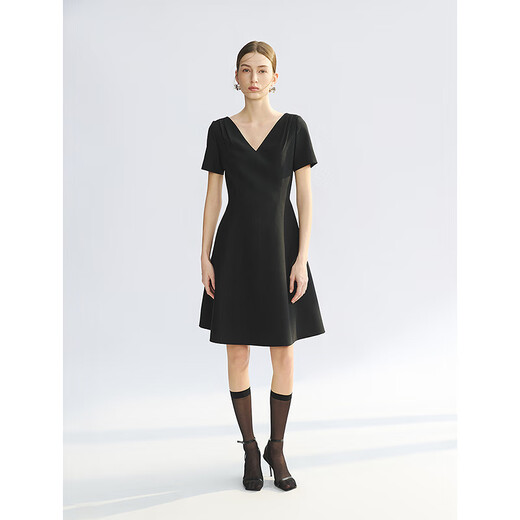 NOUVEAU TEMPERMENT A-LINE A-LINE DE LANGZI DE LANGZI Unique HEPBURN HEPBURN French Kochi Robe Black L