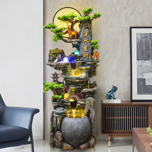 Agua de agua Gran rocosa que fluye en la fuente de agua Fuente Sala de estar Riqueza Riqueza Feng Shui Humidificador Circulación de montaña Decoración de paisajes 9923 Pequeña altura 108 cm