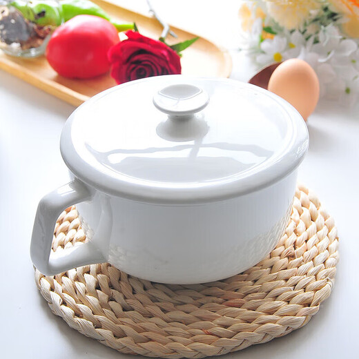 Pupan instant noodle bowl ceramic noodle soup bowl with handle with handle and lid breakfast cup bowl number household student sealed lid instant noodle cup
