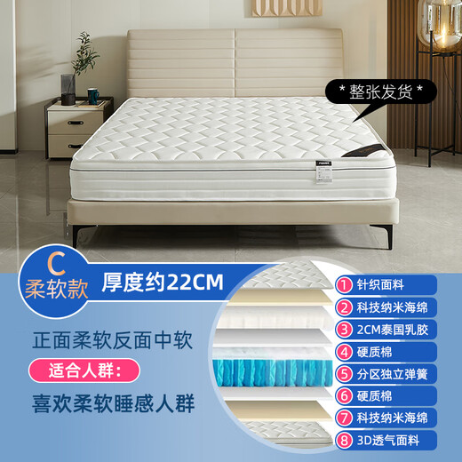 Mousse Mattress Simmons personnalisé de n'importe quelle taille 1,1 m 1,2 m 1,3 m 1,4m 1,5 m 1,6 m 1,7 m 1,8 D Tissu tricoté + sac indépendant Spring + latex 1350x2000 mm