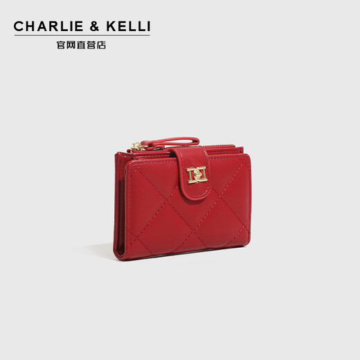 CHARLIE & KELLI品牌 CK轻奢包包女包2025新款钱包女士简约零钱包卡包 红色【七夕实用礼物】