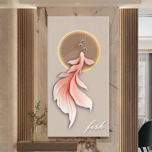 
ZOCI porch mural 3D three-dimensional relief corridor high-end atmospheric d three-dimensional koi porch decorative painting light luxury high-end 15254 Zhaocai Koi three-layer sandstone painting regular style without light 40*80cm