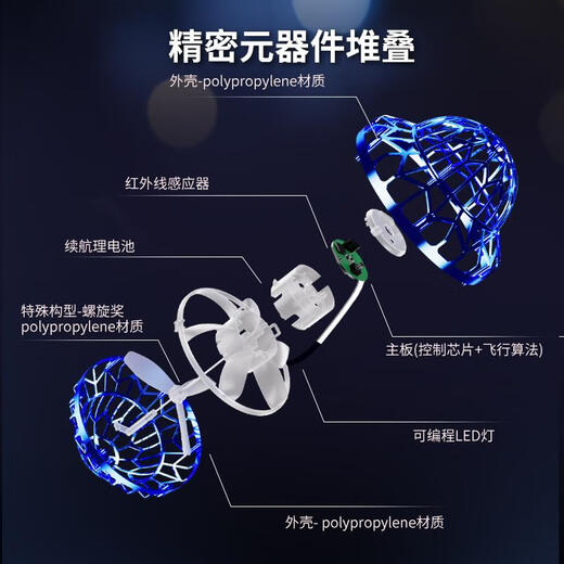 无一凡品网红爆款感应飞行球回旋飞球悬浮ufo黑科技飞碟男孩益智儿童玩具 高配魔法球[红色]悬浮+回旋+高续航 魔法球