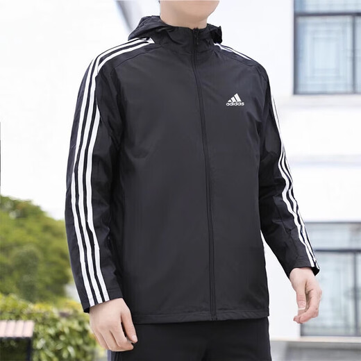 阿迪达斯（adidas）男装运动套装 2025夏季新款梭织连帽夹克防风外套 针织长裤2件套 IB0381+GK9226 M