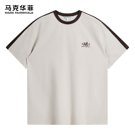 马克华菲【撞色拼接】圆领短袖T恤男25春夏新款字母刺绣简约百搭宽松T恤衫 701卡其 M
