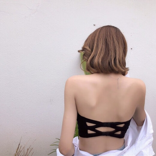 Wife Meiren ice silk anti-exposure tube top one piece with breast pad beautiful back wrap bust one-line bust for women strapless bust summer 2-button skin one size