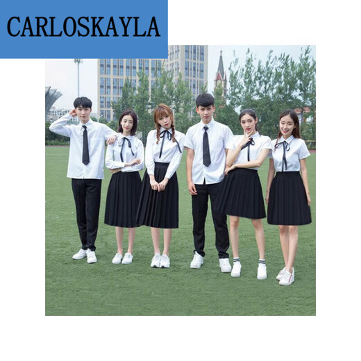 CARLOSKAYLA High School Generation Men's Dress Male 18 Years Old Summer Graduation Ceremony Suit Teen Girl Short Sleeve Boy Short Sleeve Shirt + Black Pants + Tie xl