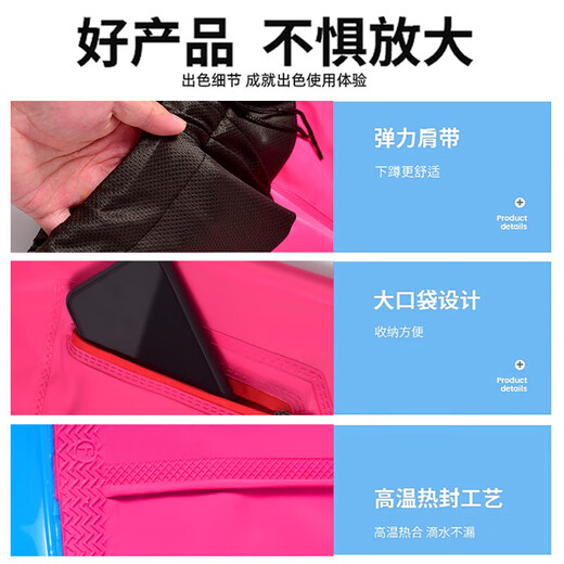 Women's waders, half body one-piece, fishing beach rain boots, big children's waterproof rain pants, waist-length for sea wading, blue and gray large mouth crocodile overalls (large pockets), one size fits all, 36 shoe size