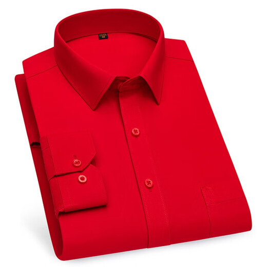 Hengyuanxiang Chemise masculine Coton Coton Blanc Blanc des hommes à manches longues pour hommes à manches longues, Spring, été et automne Businet Free Ironing Top 6630 42 Poids d'environ 160-170 Jin [Jin est égal à 0,5 kg]