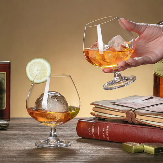 Genus Brandy Glass Crystal Glass Thickened Wine Glass Set Cognac Cup Tall Cup 2-pack Whiskey Glass