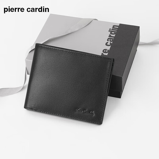 
Pier Cardin men's wallet short multi-purpose ticket clip wallet horizontal wallet Father's Day gift for dad men's gift black