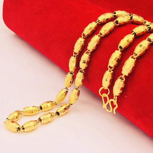 Kuang Yi Authentic Today Gold Pickup Hong Kong Authentic 24k Pure Sand Gold Necklace Domineering Olive Extended Version Versatile Olive Ball Beads Spacing 5mm