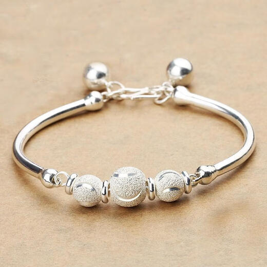 Shiniao 99 pure silver bracelet sterling silver bracelet for women with bell, fashionable and simple niche silver bracelet as a gift for girlfriend and best friend 99 pure silver bracelet about 11 grams