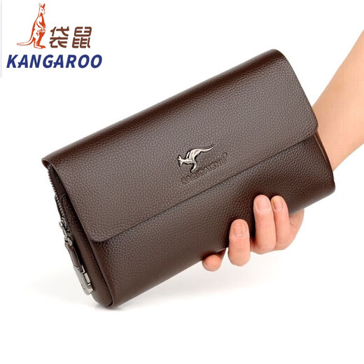 Kangaroo Password Pack 2025 New Men's Clutch Hands-Hand Anti-theft Password Lock Husband Large Capacity Wallet Men's Long Style Bag Flagship-Brown Password Lock Gathering Pack