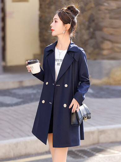 NOSSKISS luxury high-end brand windbreaker jacket for women 2025 autumn new style small fashion versatile mid-length temperament top off-white L recommended 110-120Jin Jin equals 0.5 kg