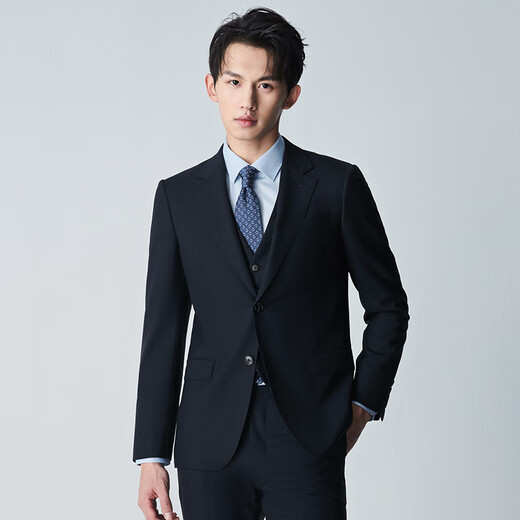 Anniversary Bird Suit Men's Suit Same as the Shopping Mall 2025 Spring Business Formal Double Slit Suit and Trouser Suit Mineral Blue Multi-line Small Hidden Check Pattern 46 A(170/92) /Please note the waist or trousers