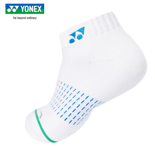 YONEX尤尼克斯羽毛球袜子透气运动短筒袜跑步健身吸汗毛巾底加厚棉透气 白海蓝245025BCR_725女款短袜