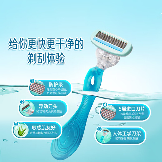 Comfortable (Schick) small and silky full body hair removal knife, 1 handle and 1 head, private area hair removal, underarms, sensitive skin, non-permanent