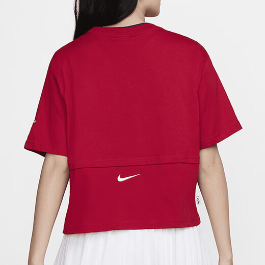耐克（NIKE）T恤女装 2025夏季新款时尚运动服休闲舒适健身透气宽松圆领短袖 HF6291-687红色 XL
