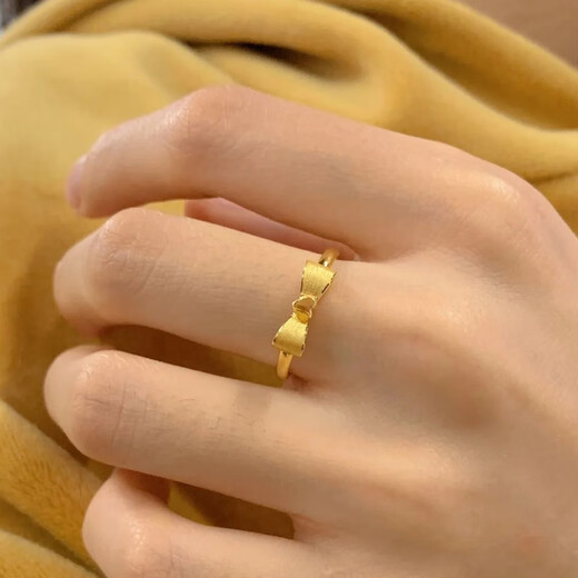 Shilian applies to 2024 new ring women's bow index finger ring wheat ear gold 18K non-fading simple small four wheat ear ring adjustable