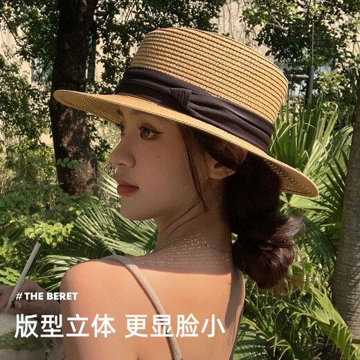 Meman straw hat for women summer big head sun hat for women fashion sun protection hat for women straw woven flat sun hat foldable
