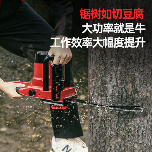 德力西电气电瓶锯家用电链锯伐木锯直流插电锯4872木材切 16寸电锯+2米电线+3链条