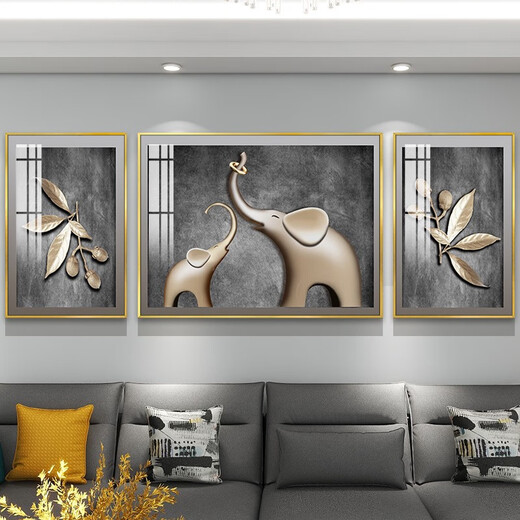 Light luxury abstract living room decoration painting feel sofa background wall soft furnishing mural simple and atmospheric study crystal porcelain painting TXMG12048 Middle 100*70cm/right 50*70cm suitable for 3