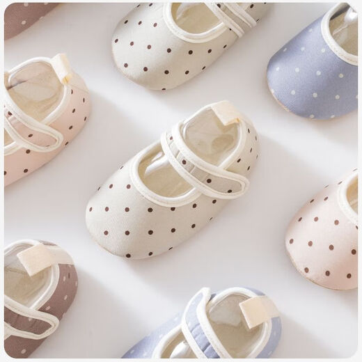 Calcetines de piso baby baby de algodón de algodón calcetines de primavera y otoño zapatos recién nacidos Velcro de cabeza ancha no deslizante para bebés suaves zapatos para niños pequeños y calcetines de polka rosa 1 par 1-2 años (l) tamaño 13