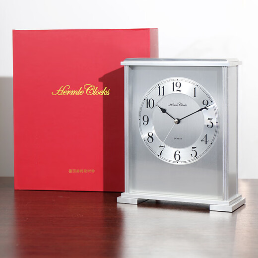 Hermle Clocks欧式轻奢金属座钟客厅桌面装饰台式时钟家用赫姆勒钟表HD-QT203 铝制银色（QT207B）