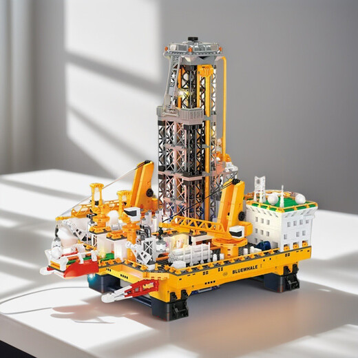 Bimochang Patriotic Science and Education Building Blocs Série chimique Série de produits chimiques Offshore Plate-forme de forage d'assemblage Ornements Boy jouet offshore Huile Drivel Blue Whale No. 1 3271PCS