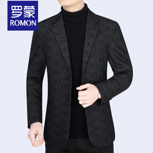 ROMON Suit Men's Wool Wool Jacket 2025 Spring and Autumn New Slim Fit Middle-aged Dad Single-piece Casual Suit Top Dark Gray B--62912 L 175 115-135Jin Jin is equal to 0.5 kg
