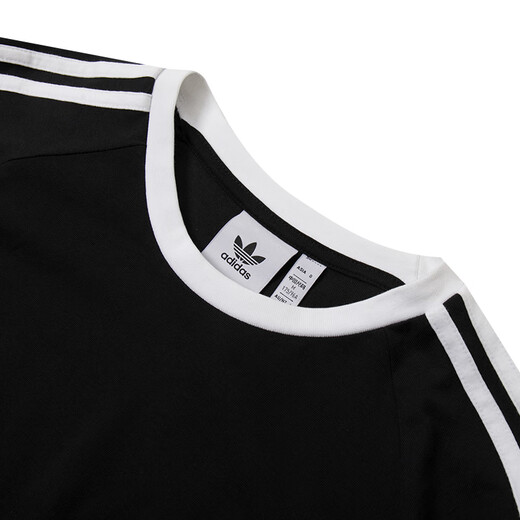 三叶草（Adidas）长袖T恤男 时尚三条纹宽松舒适透气运动休闲打底衫 IA4877 L