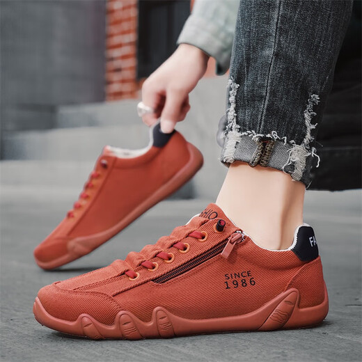 Changxiang Huili Red Canvas Schuhe Herren 2025 Neue Seite Reißverschluss Flachschuhe Frühlingssport und Freizeitschuhe für Männer rot 42