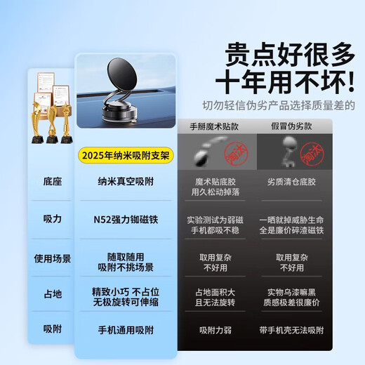 Lingchen Car Mobile Phone Holder Vacuum Magnetic Bracket Adsorption Suction Cup Car Navigation Bracket Center Console Fixed Support Bracket Black