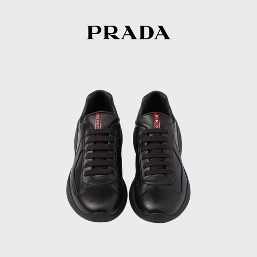 PRADA/Prada Gift Men's Prada Americas Cup Nappa Sheep Leather Sneakers Black 41 (7)