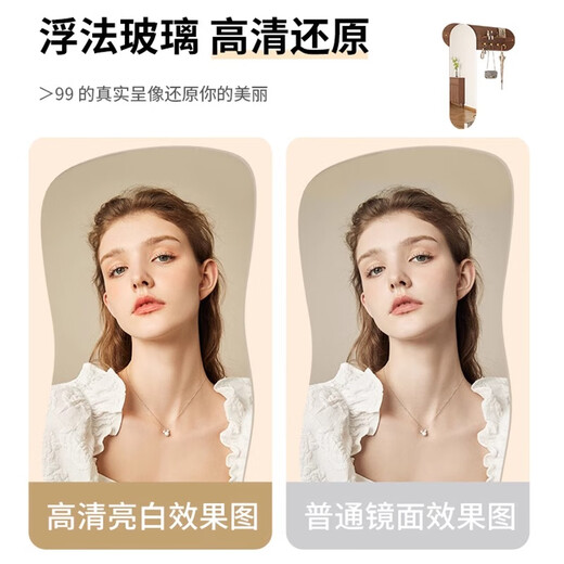 小匠材全身镜家用穿衣镜入户玄关镜挂墙置物试衣镜可壁挂镜子衣挂一体镜