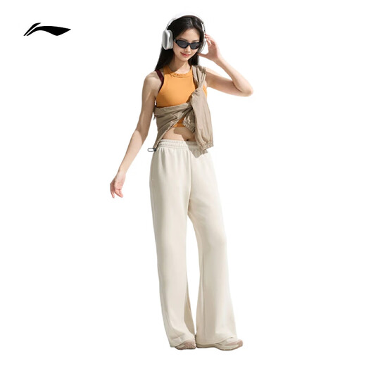 
Li Ning micro-flare trousers for women 2025 summer new fitness series fashionable skin-friendly and comfortable sports trousers AKLV718 Dune Khaki-5 XL