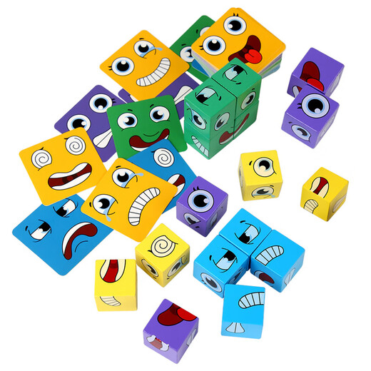 Nuevo estilo de nueva batalla de madera de cuatro personas para el cambio de la cara de los niños Expresión de Cube de Rubik Educación temprana Educación Padre-Hiñón Juguetes de madera Batalla de cuatro personas For Face