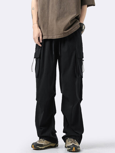 190 Pantalones de versión extendida altas para adolescentes masculinos Pantalones casuales Pantalones de paracaidismo Pantalones de deportes sueltos de 120 cm Black XL 183 o por encima de 130-155Jin [Jin equivale a 0.5 kg]