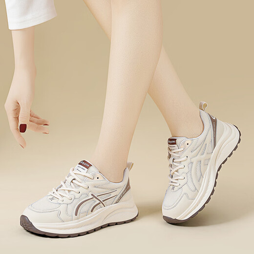 
Ouya Linglong white shoes for women in summer new style for women with thick sole versatile sports shoes for travel mesh breathable casual shoes dad shoes Mika [Shuangwang] JST7036 37
