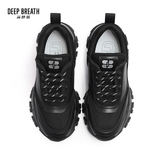 DEEP BREATH Deep Breath Women's Shoes Thick Sole Fashion Strap Curved Daddy Shoes Casual Shoes AX12242 Black 36