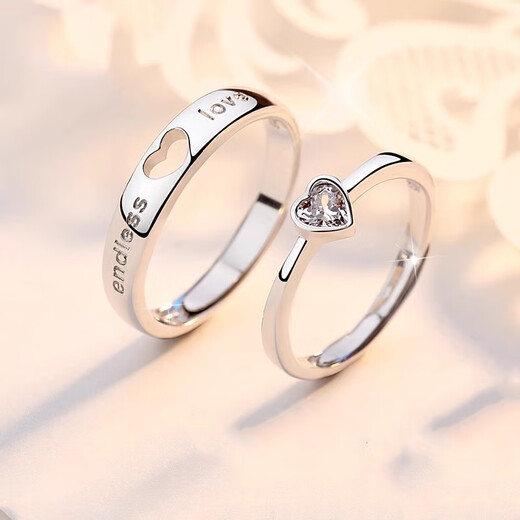 MZMZ Platinum Couple Ring pt950 Platinum Engagement Ring Double Eleven Birthday Gift for Girlfriend and Wife Local Warehouse/Next Day Delivery-Light Luxury I Love You Live Mouth Ring