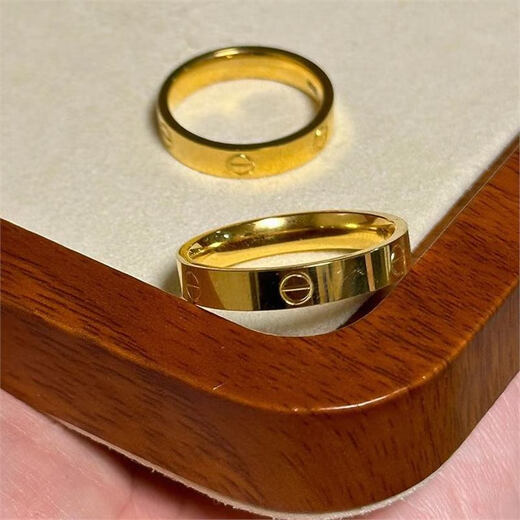 LPEZ pure gold 999 card ring ring car flower glossy gold ring male and female couple ring ring Valentine's Day gift pure gold ring 3.5cm No. 9 gold about 3.9-4.3