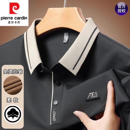 Pierre Cardin T-shirt à manches longues pour hommes 2025 Spring and Automne New Style Business Casual Loose Base Polo Shirt Top Vêtements pour hommes 16823 vert clair M 165 [suggéré 95-120Jin [Jin est égal à 0,5 kg]]]
