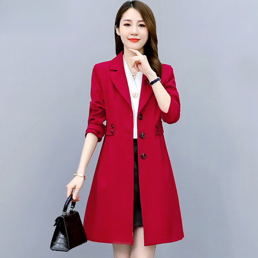 NOSSKISS奢侈高档品牌风衣女中长款2025年春季新款时尚流行气质修身外套 卡其色 XL