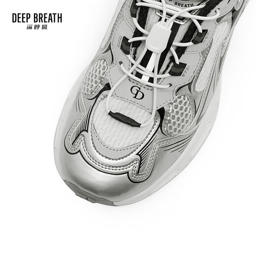 
DEEP BREATH Deep Breath Women's Shoes Lightweight Sports Shoes Low Top Strap Leisure Travel Daddy Shoes AX12247 Silver Gray Rice 34